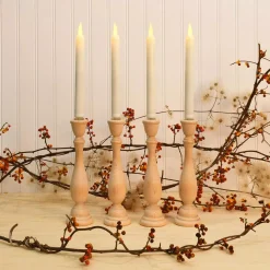 Flameless Candles LUMABASE Flameless 9.25 In. Off White With Amber Glow Plastic Tapered Candles (4 Count) -Globe Sales amber lumabase flameless candles 81304 4f 1000