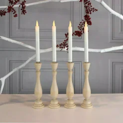 Flameless Candles LUMABASE Flameless 9.25 In. Off White With Amber Glow Plastic Tapered Candles (4 Count) -Globe Sales amber lumabase flameless candles 81304 c3 1000