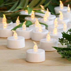 Flameless Candles LUMABASE Battery Operated Amber LED Tea Lights – Value Pack (24-Count) -Globe Sales amber lumabase flameless candles 84824 44 1000