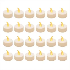 Flameless Candles LUMABASE Battery Operated Amber LED Tea Lights – Value Pack (24-Count)