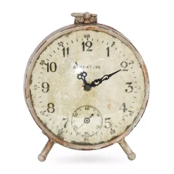 Table Clocks Zentique Vintage Antique Beige Distressed Table Clock
