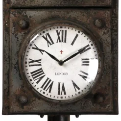 Table Clocks Zentique Antique Grey Floor Clock With 3 Clock Faces And Storage -Globe Sales antique grey zentique table clocks pc028 1f 1000