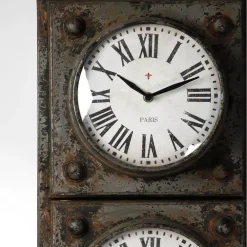 Table Clocks Zentique Antique Grey Floor Clock With 3 Clock Faces And Storage -Globe Sales antique grey zentique table clocks pc028 44 1000