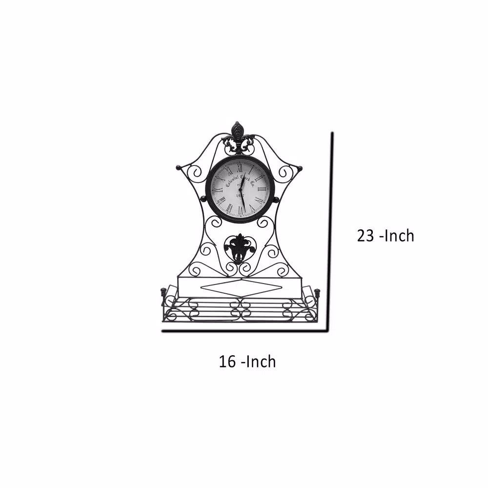 Table Clocks Benjara Epoch Black Metal Outdoor Clock 7 Table Clocks Benjara Epoch Black Metal Outdoor Clock - Image 5