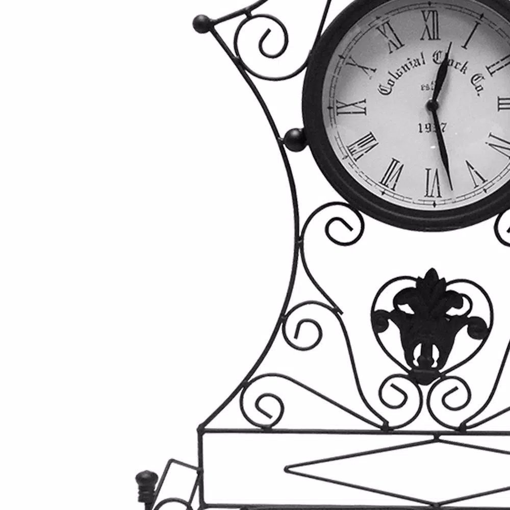 Table Clocks Benjara Epoch Black Metal Outdoor Clock 4 Table Clocks Benjara Epoch Black Metal Outdoor Clock - Image 2