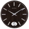 Wall Clocks Bulova 24 In. H X 24 In. W Zebrawood Case Round Wall Clock -Globe Sales black bulova wall clocks c4867 64 1000