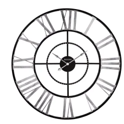 Wall Clocks Bulova 60 In. H X 60 In. W Weathered Metal Case Round Oversized Wall Clock