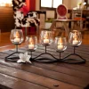 Candle Holders DANYA B Wavy Black Iron Multiple Candle Holder With Glass Hurricane Cups -Globe Sales black danya b candle holders kf829 64 1000