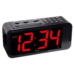 Table Clocks Equity By La Crosse Red 1.8 In. LED Quick Set Electric Alarm Table Clock With HI/LO Dimmer -Globe Sales black equity by la crosse table clocks 75905 c3 1000