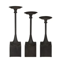 Candle Holders Kate And Laurel Bedrick Black Wood Candle Holder (Set Of 3) -Globe Sales black kate and laurel candle holders 214457 c3 1000
