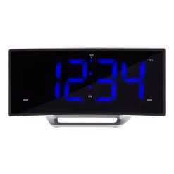 Table Clocks La Crosse Technology 1.8 In. Curved Blue LED Atomic Dual Alarm Clock