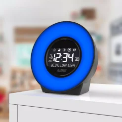 Table Clocks La Crosse Technology Color Mood Light Desk Clock With 5-Soothing Nature Sounds And USB Port -Globe Sales black la crosse technology table clocks c83117 int 31 1000