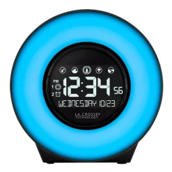 Table Clocks La Crosse Technology Color Mood Light Desk Clock With 5-Soothing Nature Sounds And USB Port -Globe Sales black la crosse technology table clocks c83117 int 4f 1000