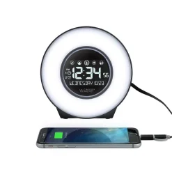 Table Clocks La Crosse Technology Color Mood Light Desk Clock With 5-Soothing Nature Sounds And USB Port -Globe Sales black la crosse technology table clocks c83117 int c3 1000