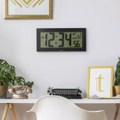 Wall Clocks La Crosse Technology 15 In. Extra-Large Textured Atomic Digital Clock -Globe Sales black la crosse technology wall clocks 515 1419 int 31 1000