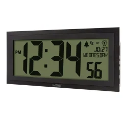Wall Clocks La Crosse Technology 15 In. Extra-Large Textured Atomic Digital Clock -Globe Sales black la crosse technology wall clocks 515 1419 int 4f 1000