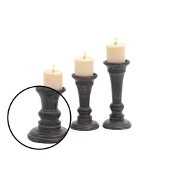 LITTON LANE Distressed Black Mango Wood With Flared Top Candle Holders (Set Of 3) -Globe Sales black litton lane candle holders 51534 4f 1000