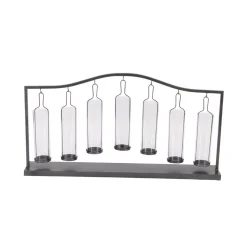 Candle Holders LITTON LANE 19 In. Metallic Black Iron And Clear Glass 7-Votive Candle Holder -Globe Sales black litton lane candle holders 95462 c3 1000