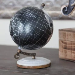 Globes LITTON LANE 7 In. X 5 In. Modern Decorative Globe In Black And Silver