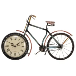 Table Clocks LITTON LANE 10 In. X 16 In. Iron Clock In Bicycle Frame