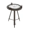 Table Clocks LITTON LANE 24 In. X 19 In. Iron Compass And Porthole Clock Table -Globe Sales black litton lane table clocks 55959 64 1000