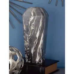Vases LITTON LANE 14 In. Black And White Marble Paneled Decorative Vase