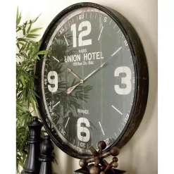 Wall Clocks LITTON LANE 35 In. Old World Inspired Vintage Round Wall Clock -Globe Sales black litton lane wall clocks 52128 31 1000