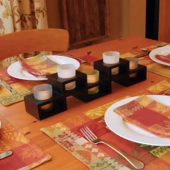 Candle Holders LUMABASE Wooden Candle Centerpiece With 5 Glass Votives -Globe Sales black lumabase candle holders 99601 fa 1000