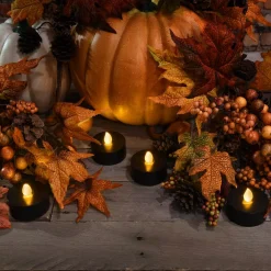 Flameless Candles LUMABASE Black Battery Operated Extra Large Tea Lights With Remote Control And 2-Timers (4-Count) -Globe Sales black lumabase flameless candles 84304 1f 1000