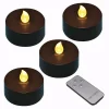 Flameless Candles LUMABASE Black Battery Operated Extra Large Tea Lights With Remote Control And 2-Timers (4-Count) -Globe Sales black lumabase flameless candles 84304 64 1000