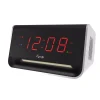 Table Clocks Equity By La Crosse 5.5 In. X 3.15 In. LED Alarm Clock With Bluetooth And USB Port – Red