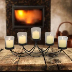 Candle Holders Stonebriar Collection Black Metal 5-Votive Candle Holder Centerpiece -Globe Sales black stonebriar collection candle holders br sp 0082a 31 1000