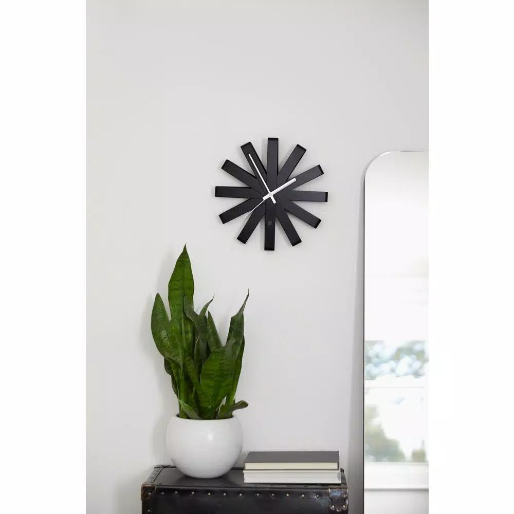 Wall Clocks Umbra Ribbon 12 In. Black Wall Clock 7 Wall Clocks Umbra Ribbon 12 In. Black Wall Clock - Image 5