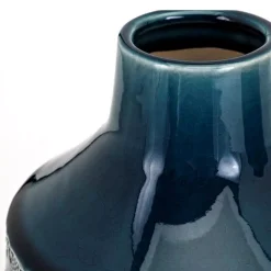 Benjara Glazed Blue Ceramic Floral Vases (Set Of 3) -Globe Sales blue benjara vases bm187330 1f 1000