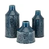 Benjara Glazed Blue Ceramic Floral Vases (Set Of 3) -Globe Sales blue benjara vases bm187330 64 1000