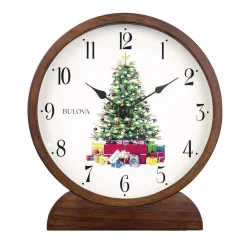 Table Clocks Bulova Holiday Sounds Hardwood Case Table Clock