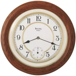 Wall Clocks Bulova 14 In. Solid Oak Wall Clock