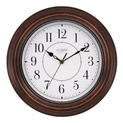 Wall Clocks La Crosse Technology 12 In. H Round Brown Plastic Wall Clock With Silent Movement