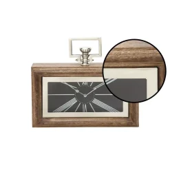 Table Clocks LITTON LANE Oak Brown And Silver Table Clock -Globe Sales brown litton lane table clocks 40695 4f 1000