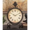 Table Clocks LITTON LANE 17 In. X 11 In. Round Iron Table Clock -Globe Sales brown litton lane table clocks 72755 64 1000