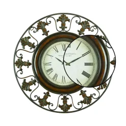 Wall Clocks LITTON LANE 38 In. Traditional Fleur-De-Lis Iron Wall Clock -Globe Sales brown litton lane wall clocks 75621 4f 1000
