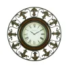 Wall Clocks LITTON LANE 38 In. Traditional Fleur-De-Lis Iron Wall Clock -Globe Sales brown litton lane wall clocks 75621 64 1000
