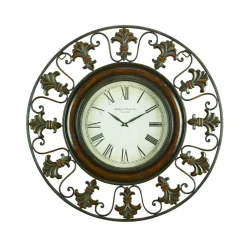 Wall Clocks LITTON LANE 38 In. Traditional Fleur-De-Lis Iron Wall Clock