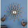 Wall Clocks LITTON LANE 22 In. Modern Sunburst Round Wall Clock 1 Wall Clocks LITTON LANE 22 In. Modern Sunburst Round Wall Clock -Globe Sales brown litton lane wall clocks 98433 64 1000