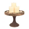 Candle Holders Stonebriar Collection 9 In. H Rustic Wooden Pedestal Tray