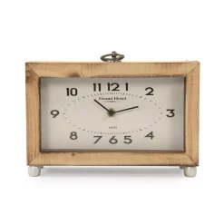 Table Clocks Zentique Wooden Box With Metal Ring Table Clock