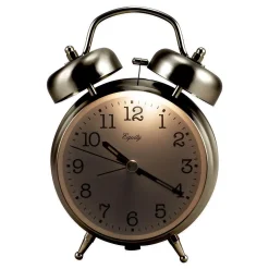 Table Clocks Equity By La Crosse Analog 4.85 In. Chrome Metal Twin Bell Quartz Alarm Table Clock -Globe Sales chrome equity by la crosse table clocks 13017 1f 1000