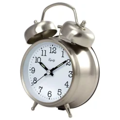 Table Clocks Equity By La Crosse Analog 4.85 In. Chrome Metal Twin Bell Quartz Alarm Table Clock -Globe Sales chrome equity by la crosse table clocks 13017 4f 1000