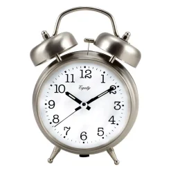Table Clocks Equity By La Crosse Analog 4.85 In. Chrome Metal Twin Bell Quartz Alarm Table Clock -Globe Sales chrome equity by la crosse table clocks 13017 76 1000