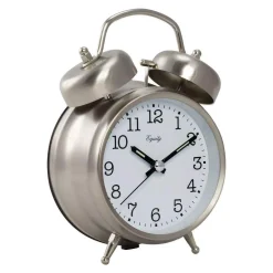 Table Clocks Equity By La Crosse Analog 4.85 In. Chrome Metal Twin Bell Quartz Alarm Table Clock -Globe Sales chrome equity by la crosse table clocks 13017 c3 1000